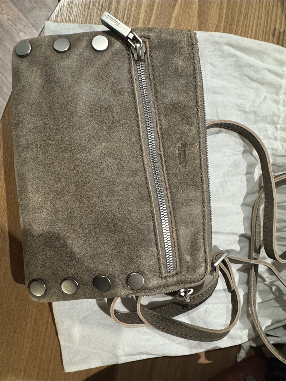 Hammitt Nash Crossbody in Pewter with Silver Studs